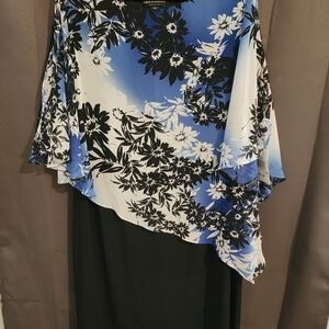 Connected Apparel Blue and Black Asymmetrical Dress